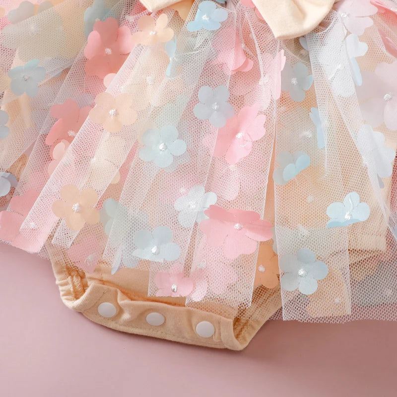 Body Infantil Tul Floral + Lazo