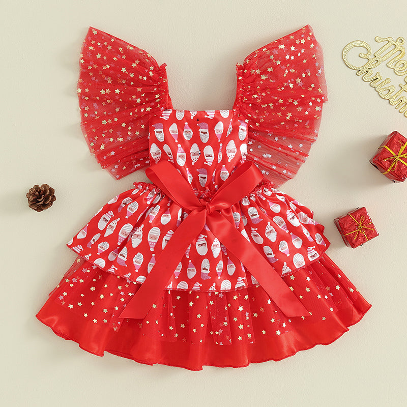 Vestido Infantil Navidad Tul Estrellas