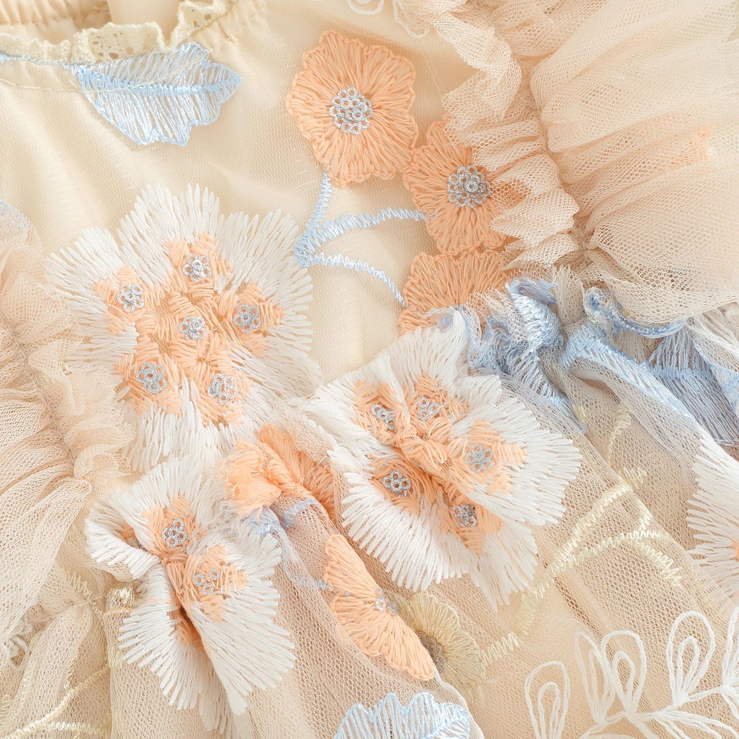 Body Infantil De Tul Con Bordado Floral