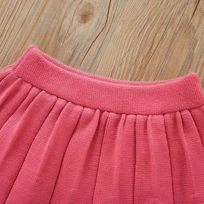 Conjunto infantil de punto plisado de fresa