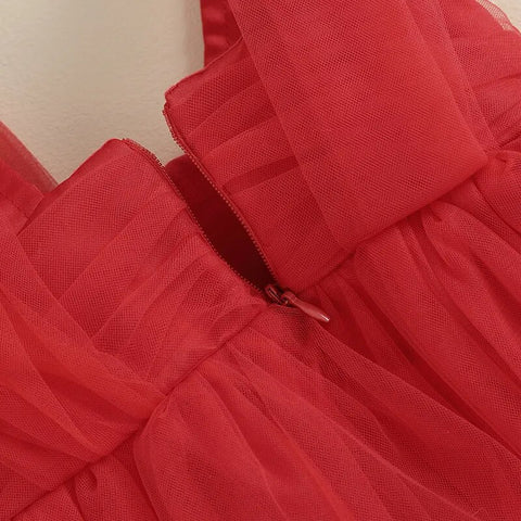 Vestido Navideño Infantil de Tul y Lazo