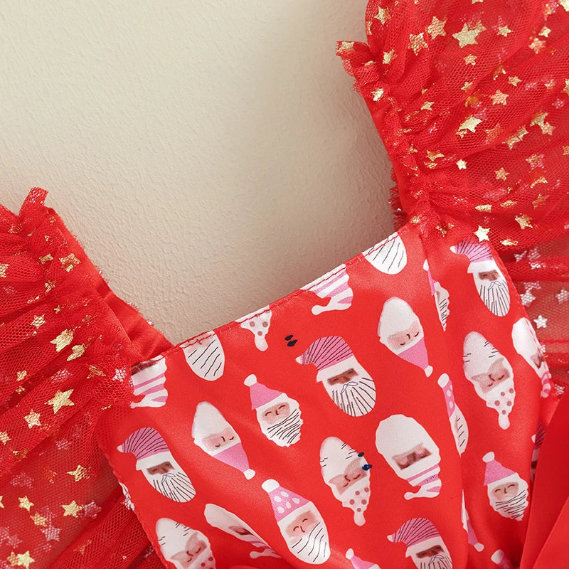 Vestido Infantil Navidad Tul Estrellas
