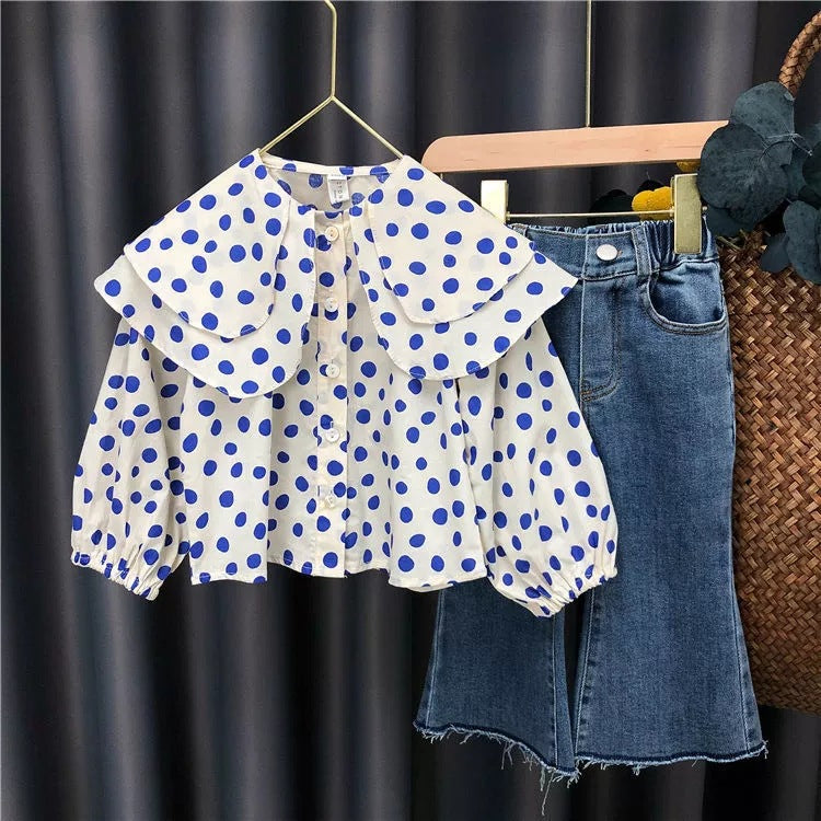 Conjunto Infantil de Lunares y Jeans
