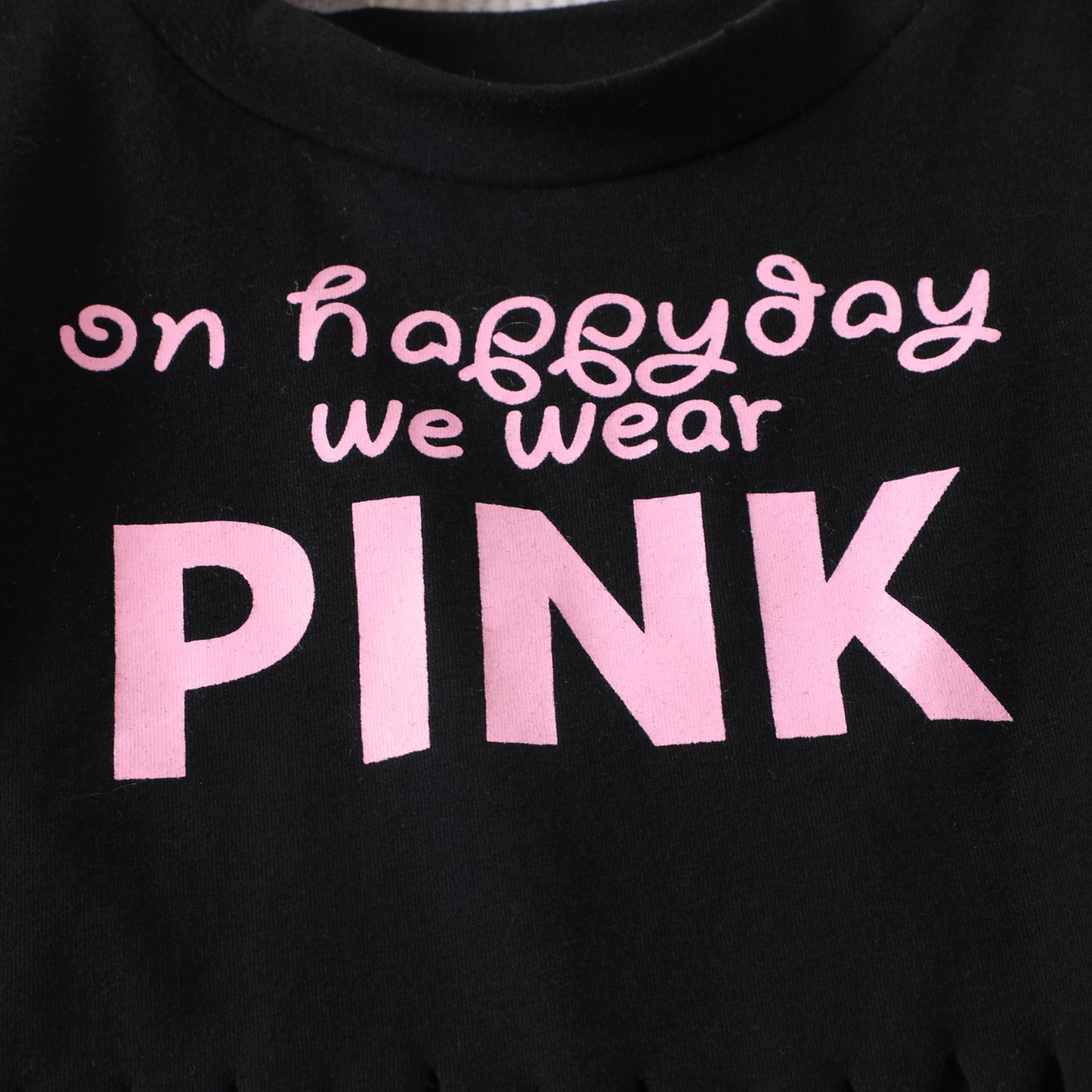 Conjunto infantil mujer negro rosa