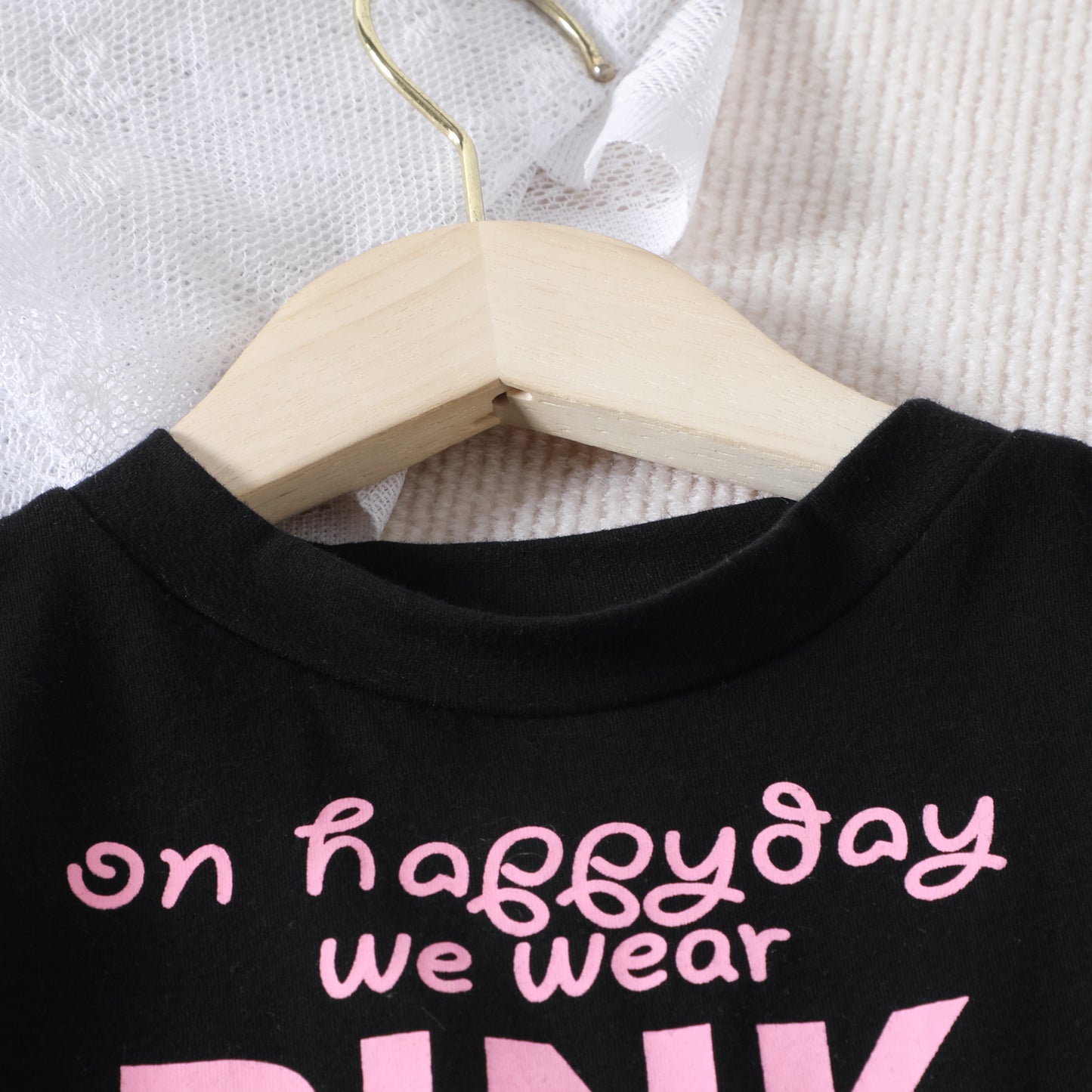 Conjunto infantil mujer negro rosa