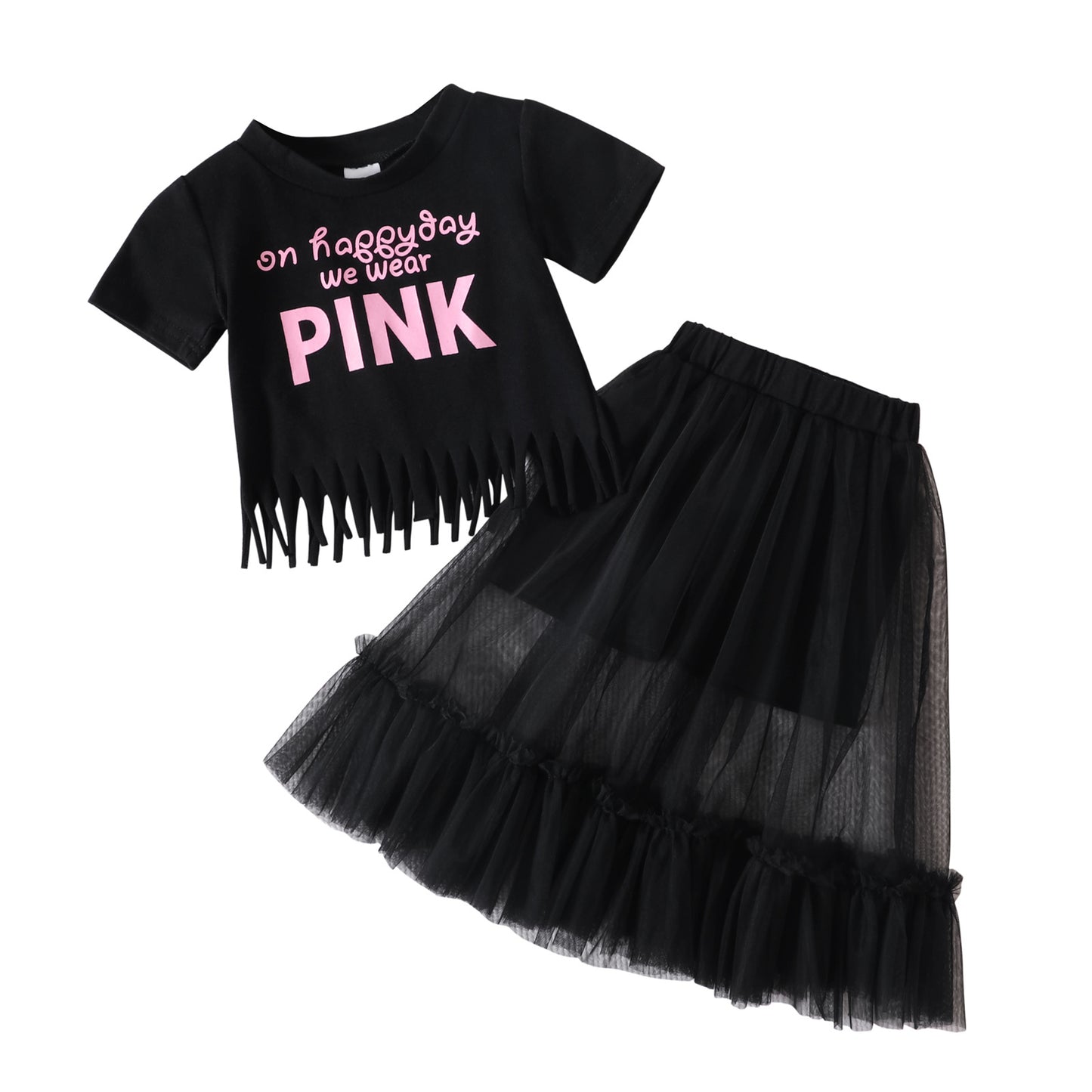 Conjunto infantil mujer negro rosa