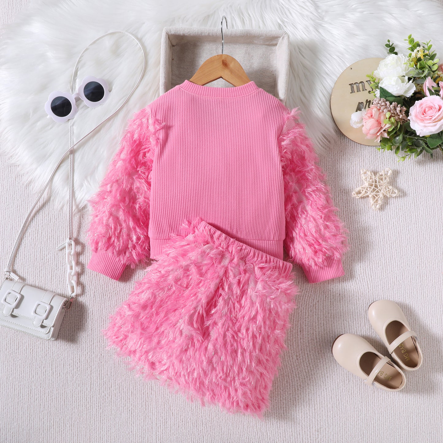 Conjunto Infantil Mujer Peludo Rosa