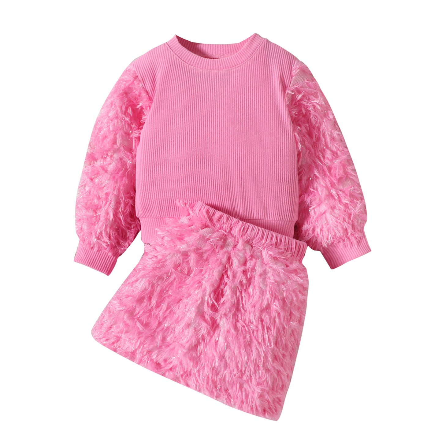 Conjunto Infantil Mujer Peludo Rosa