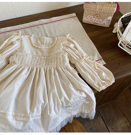 Vestido Infantil Manga Larga Perlas