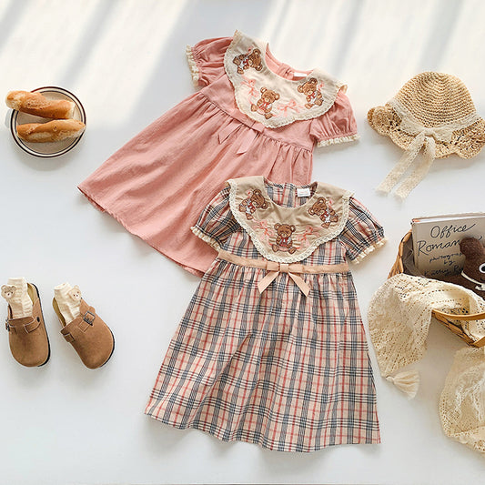 Vestido Infantil con Cuello de Osito
