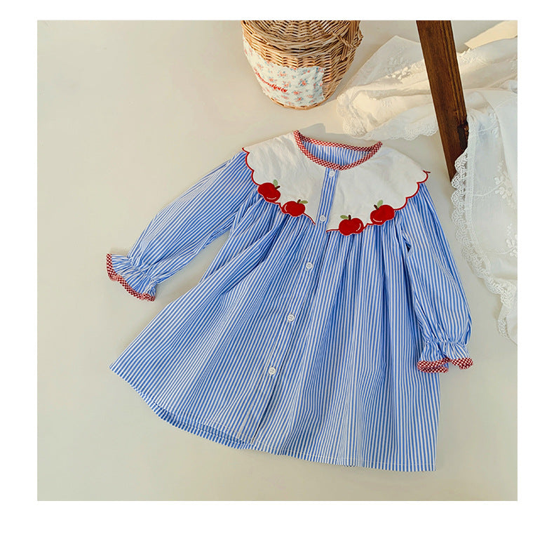 Vestido infantil cuadros manzana
