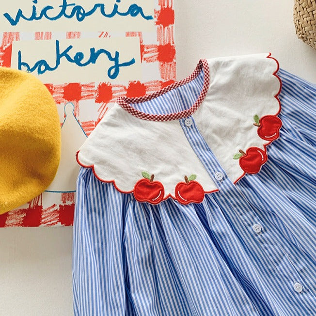 Vestido infantil cuadros manzana
