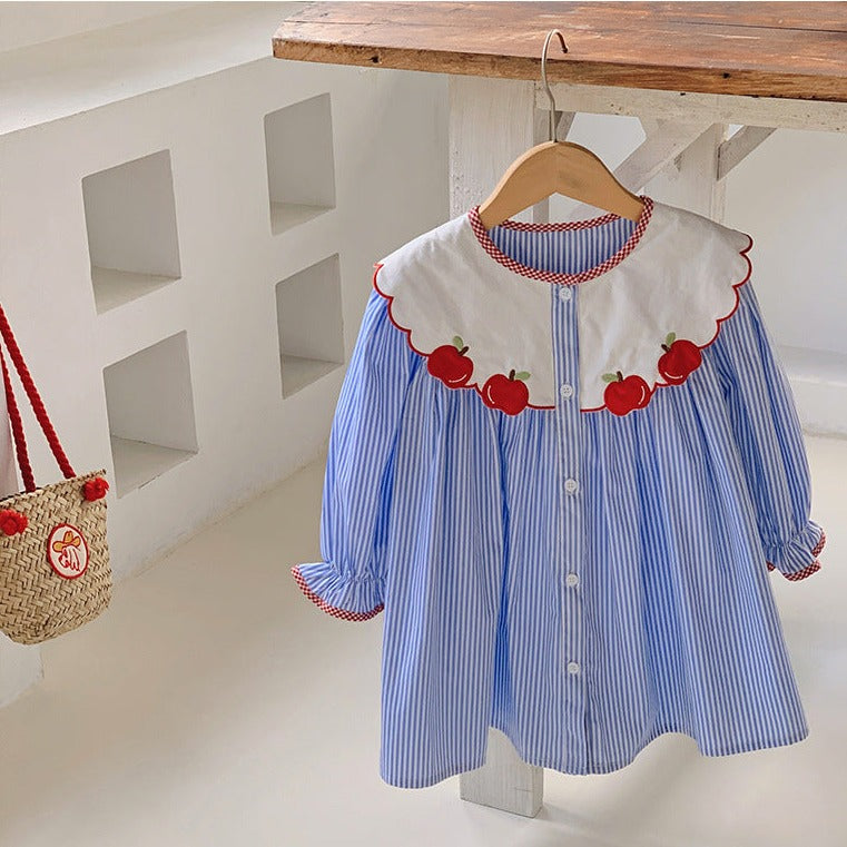 Vestido infantil cuadros manzana