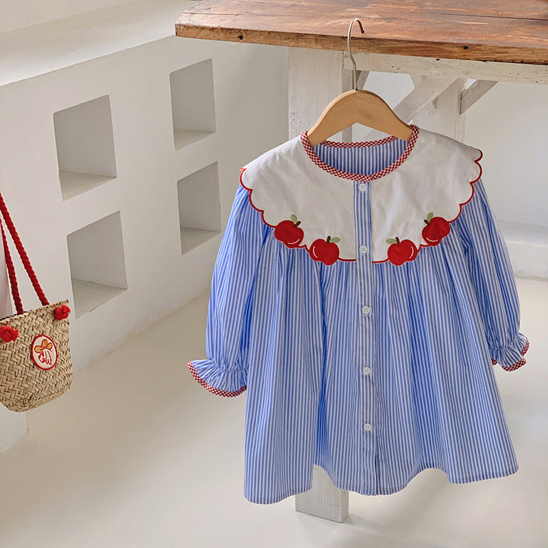 Vestido infantil cuadros manzana