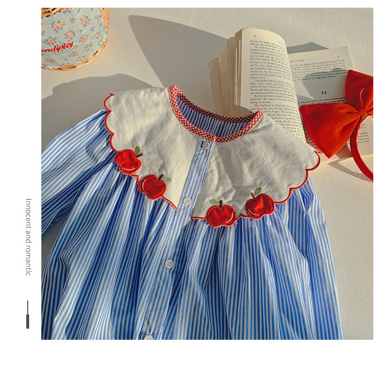 Vestido infantil cuadros manzana