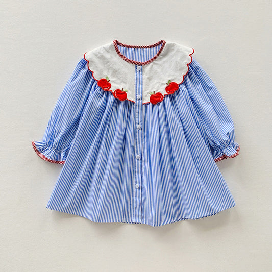 Vestido infantil cuadros manzana