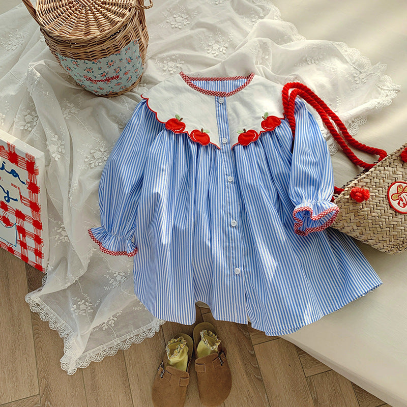 Vestido infantil cuadros manzana