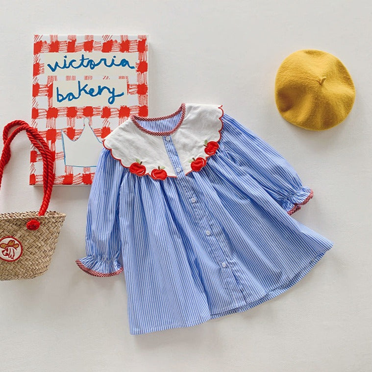 Vestido infantil cuadros manzana