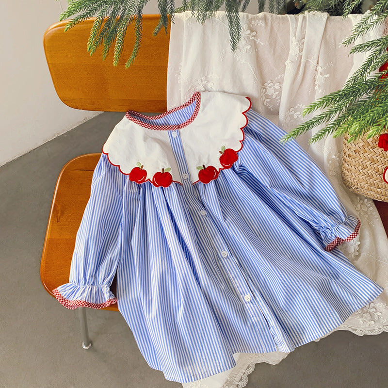 Vestido infantil cuadros manzana