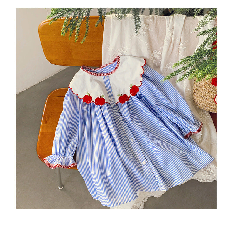 Vestido infantil cuadros manzana