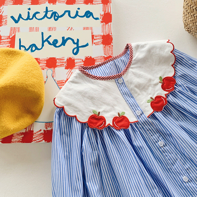 Vestido infantil cuadros manzana