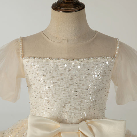 Vestido de fiesta infantil con lazo brillante
