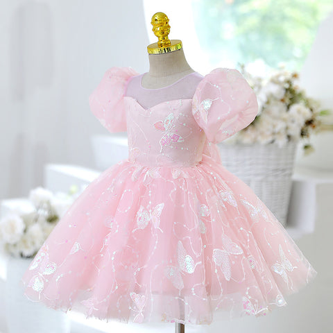 Vestido infantil mariposa brillante
