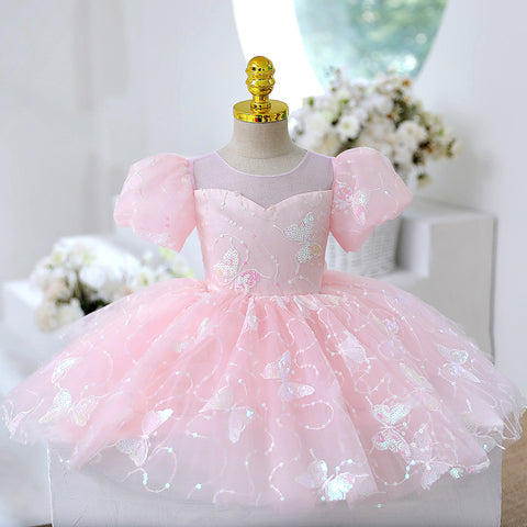 Vestido infantil mariposa brillante