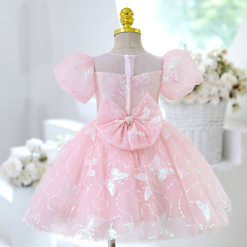 Vestido infantil mariposa brillante
