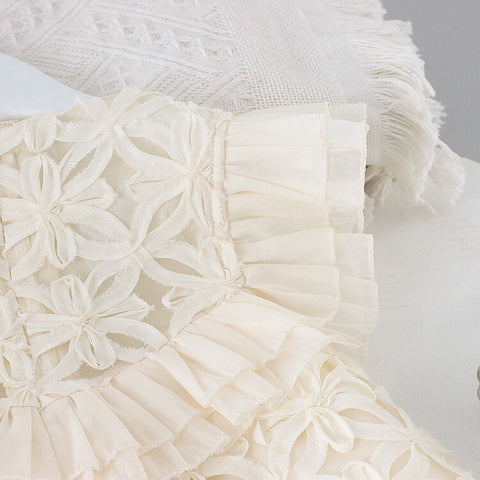 Vestido Infantil Cuello Flores y Perlas