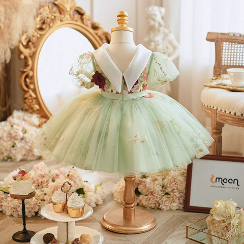 Vestido Infantil Jardín Encantado Verde