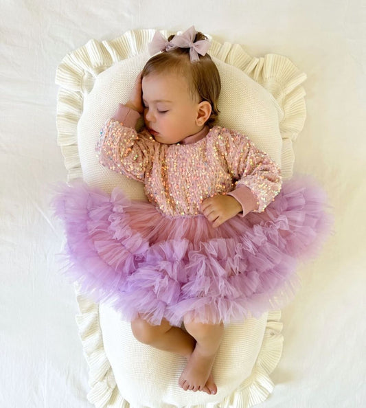 Vestido Infantil Lentejuelas Tul Capas