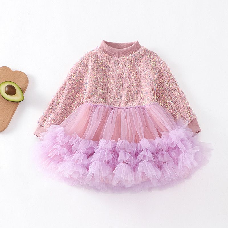Vestido Infantil Lentejuelas Tul Capas
