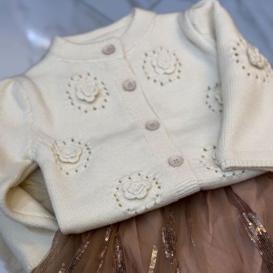 Conjunto Infantil Tejer Flores + Falda Brillante