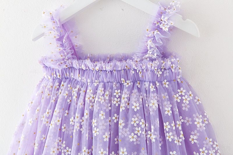 Vestido Infantil de Margaritas de Tul