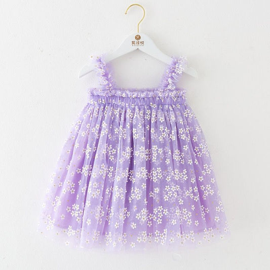 Vestido Infantil de Margaritas de Tul
