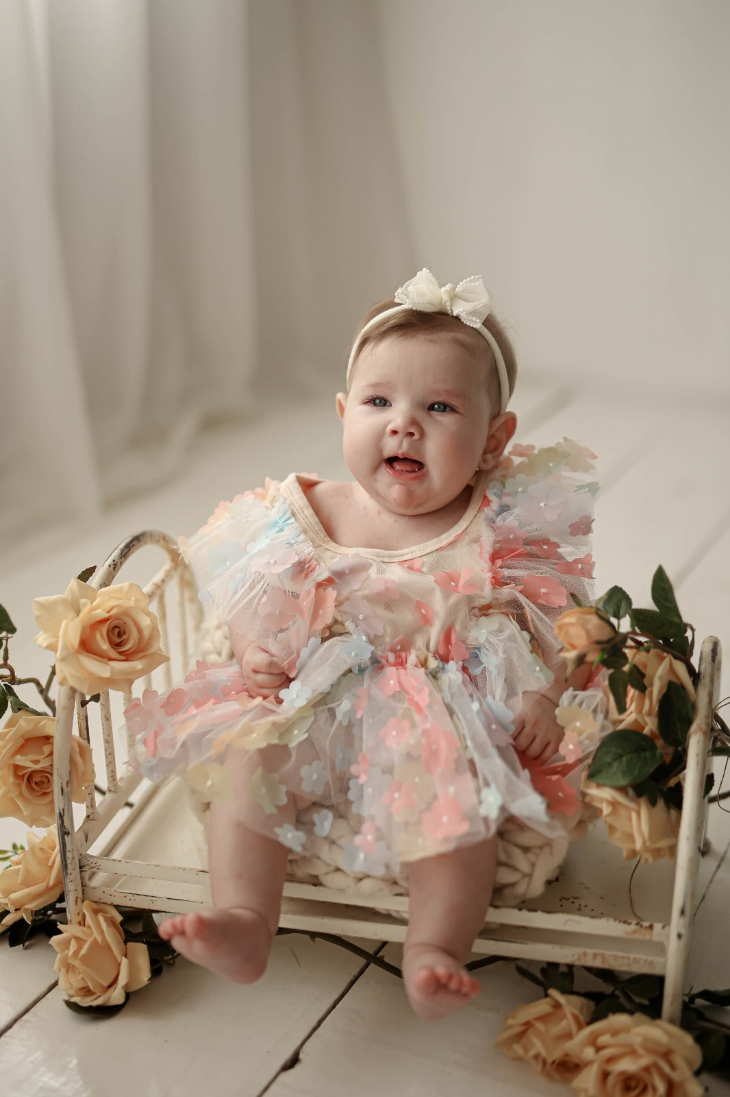 Body Infantil Florzinhas Colores + Lazo