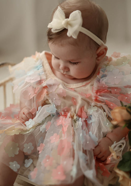 Body Infantil Florzinhas Colores + Lazo