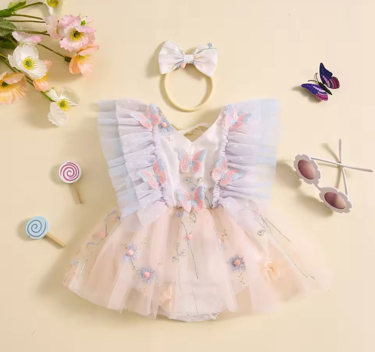 Body Infantil Tul Mariposas