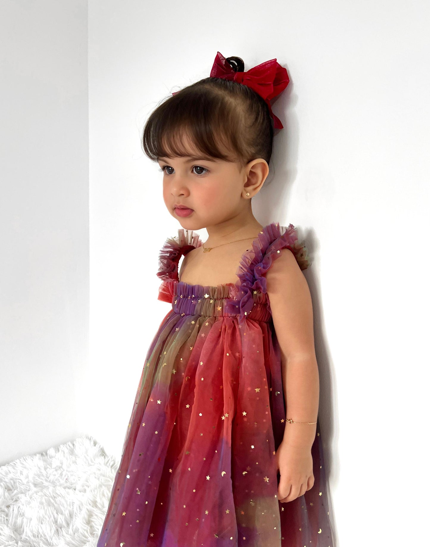 Vestido Infantil Mujer Tul Estrellas Neón