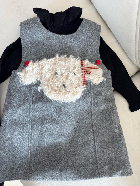 Vestido y blusa de perrito de invierno para niños