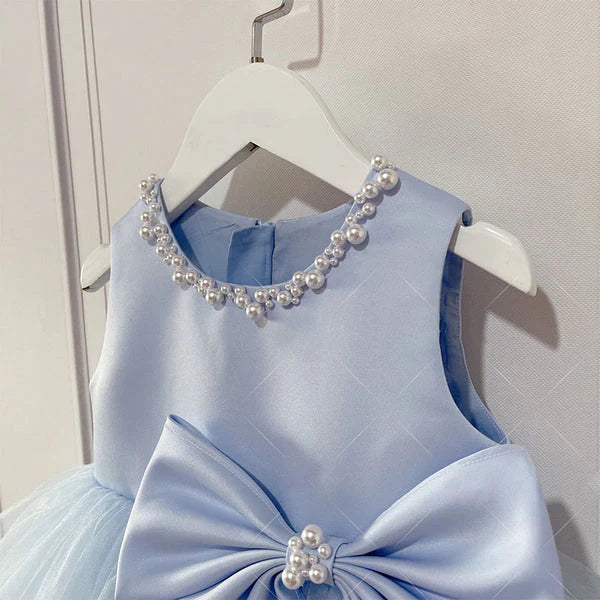 Vestido Infantil Azul con Lazo