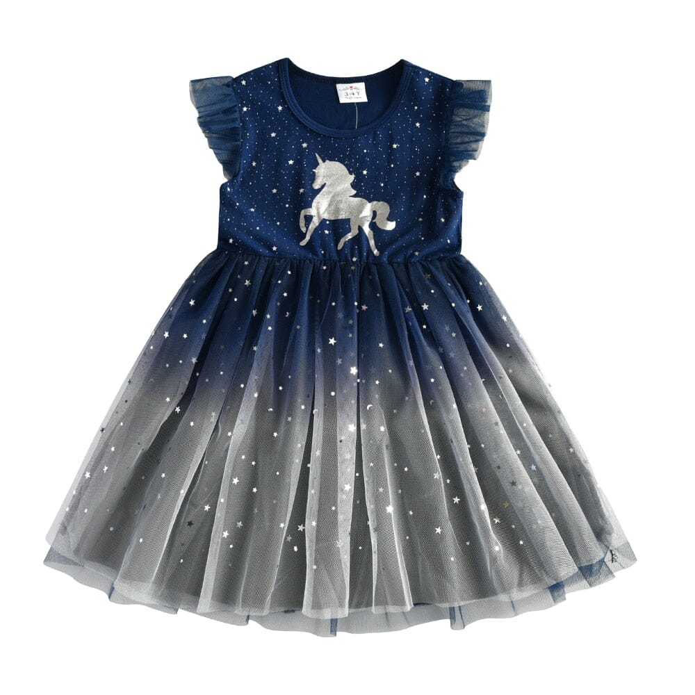 Vestido Infantil Unicornio Estrellas