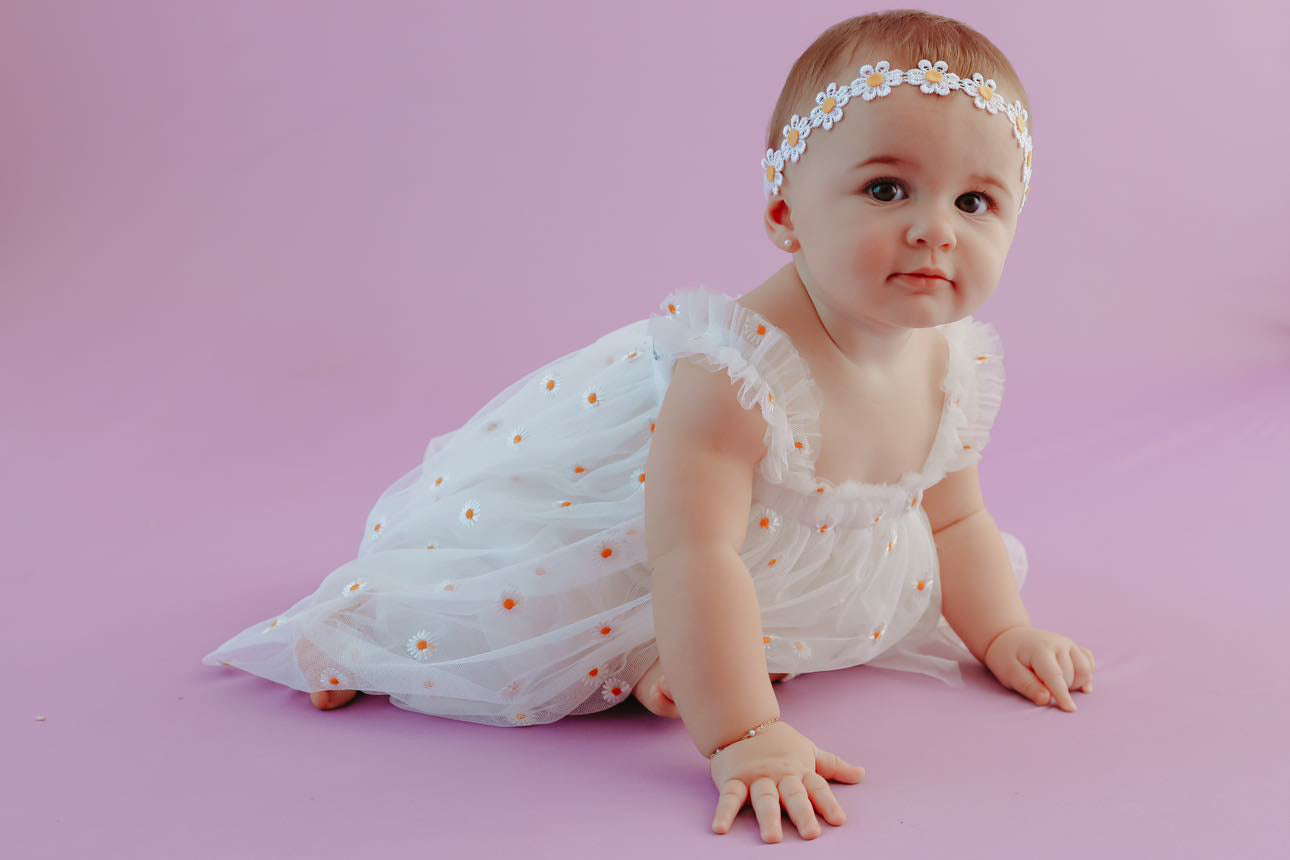 Vestido Infantil Tul Margaritas