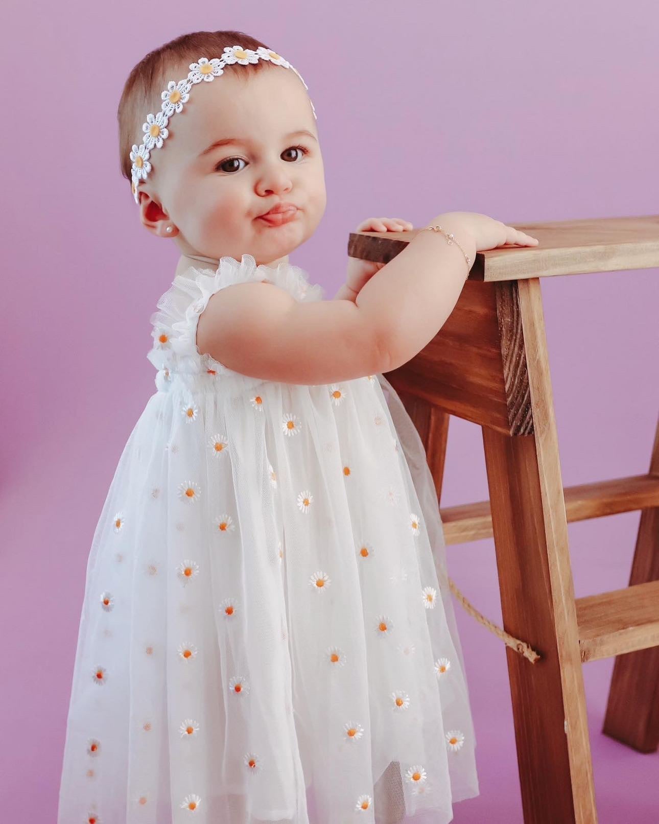 Vestido Infantil Tul Margaritas