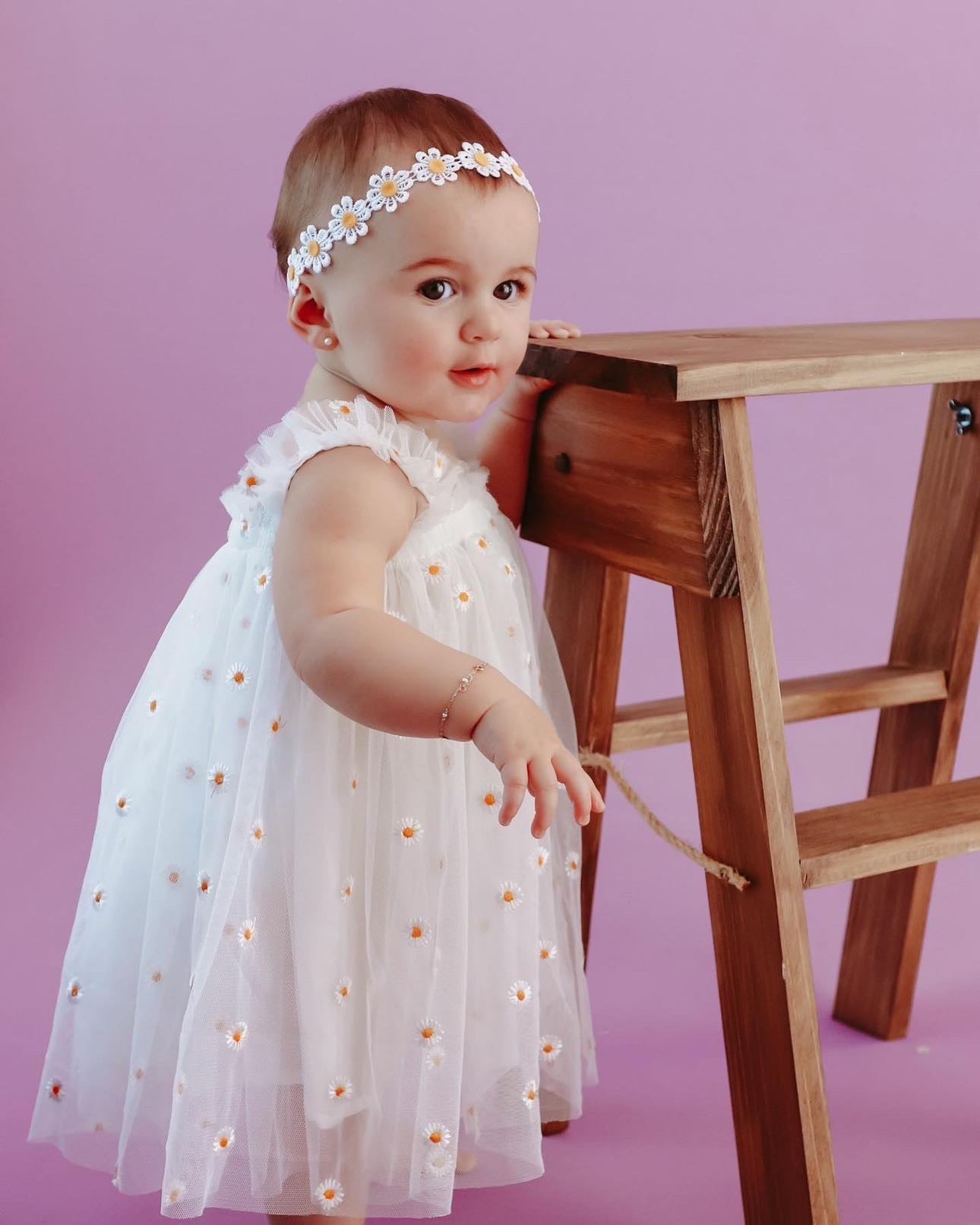 Vestido Infantil Tul Margaritas