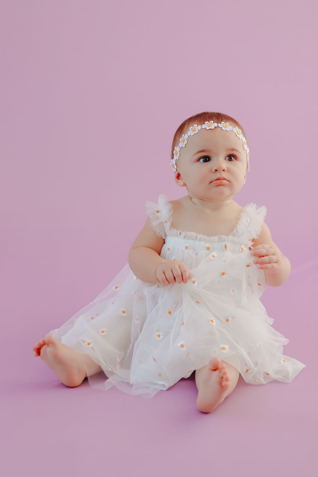 Vestido Infantil Tul Margaritas