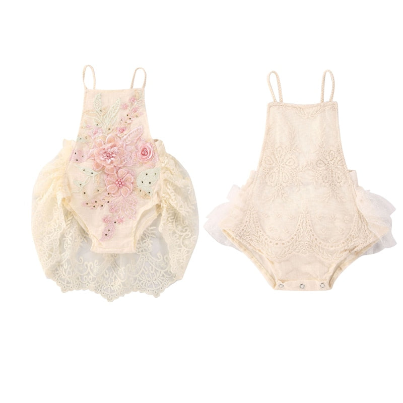Ropa Bebés Niños Bebé Mono con bordado de encaje floral Body