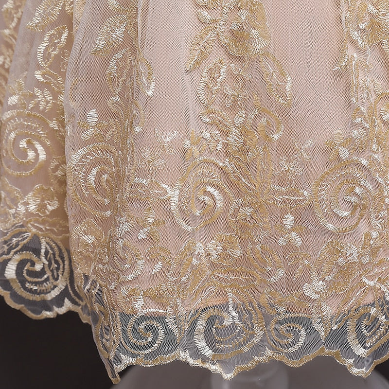 Vestido Fiesta Infantil Encaje Dorado