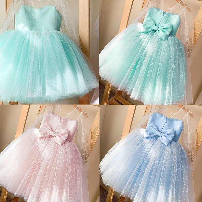 Vestido de Fiesta Infantil Manga Larga Lunares